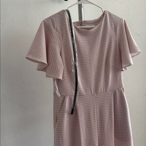 Calvin Klein Soft Pink & White Houndstooth Sheath Jumpsuit